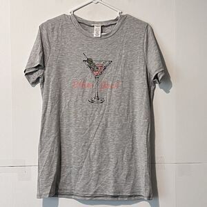 Vintage Miroh Womens T-Shirt Size S Light Grey Graphic Print Made In Usa Martini